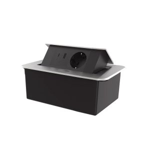 LIVOLO меблева розетка одинарна срібний-чорний висувна вбудована у стільницю (VL-SHS012-TC.UA.UC-BP-S)