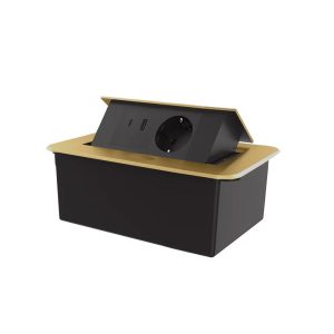 LIVOLO меблева розетка одинарна золотий-чорний висувна вбудована у стільницю (VL-SHS012-TC-UA.UC-BP-A)