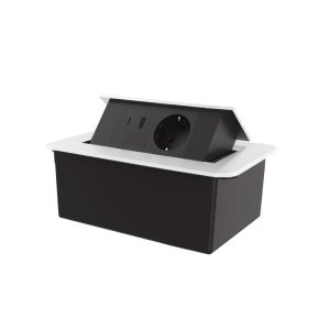 Меблева розетка LIVOLO біла, вбудована у стільницю, з USB-A і USB Type-C 36 Вт, висувна, з заземленням, плавне відкриття, алюміній (VL-SHS012-TC-UA.UC-BP-W)