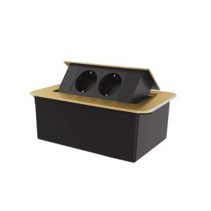 LIVOLO меблева розетка подвійна золотий-чорний висувна вбудована у стільницю (VL-SHS012-TC-BP-A)