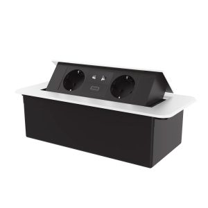 LIVOLO меблева розетка потрійна білий-чорний висувна вбудована у стільницю (VL-SHS013-TC.T25.UA-BP-W)