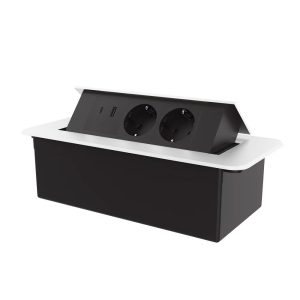 LIVOLO меблева розетка потрійна білий-чорний висувна вбудована у стільницю (VL-SHS013-TC.UA.UC-BP-W)