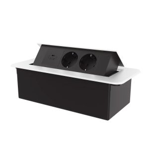 LIVOLO меблева розетка потрійна білий-чорний висувна вбудована у стільницю (VL-SHS013-TC.UC45W-BP-W)