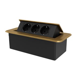 LIVOLO меблева розетка потрійна бронзовий висувна вбудована у стільницю (VL-SHS013-TC-BP-BR)