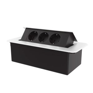 LIVOLO меблева розетка потрійна білий-чорний висувна вбудована у стільницю (VL-SHS013-TC-BP-W)