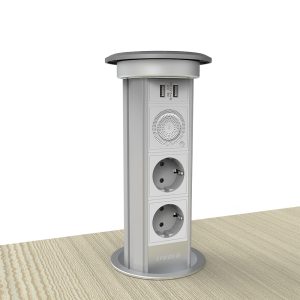 Розумна Wi-Fi висувна подвійна розетка з USB Bluetooth колонкою та бездротовою зарядкою Livolo (VL-SHS007)